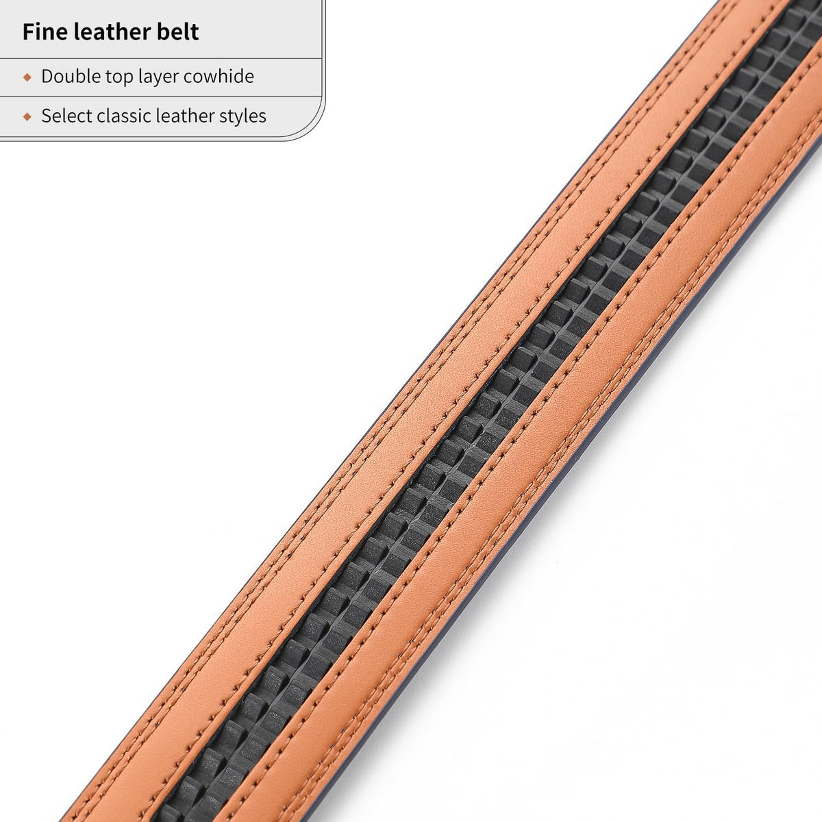 Men's Adjustable Leather Belt Strap & Zinc Alloy Automatic Ratchet Buckle, Customizable for Business Casual & Formal Wear