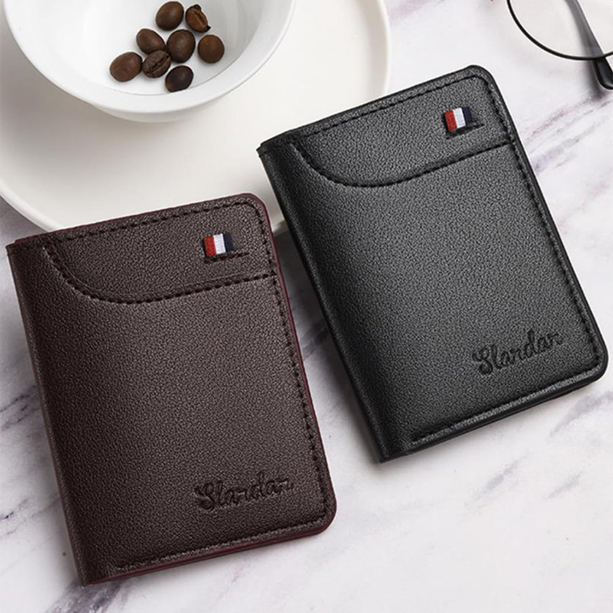 Super Slim Soft Wallet PU Leather Mini Credit Card Wallet Purse Card Holder, Black, 8.5 x 11 cm (3.3 x 4.3 in)