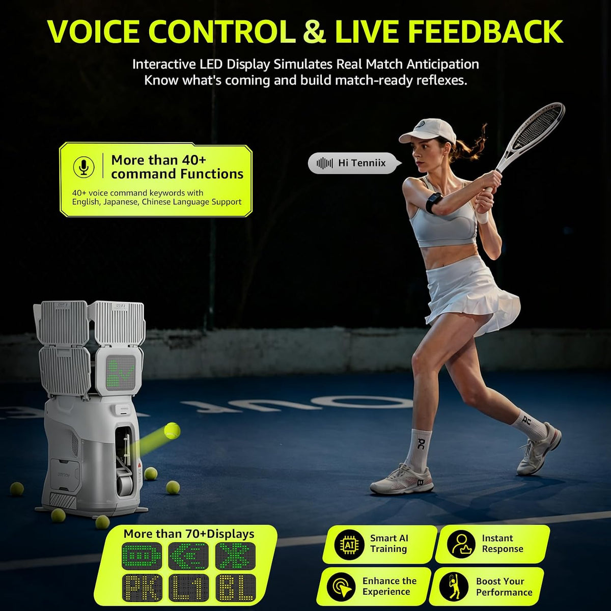 TENNIIX Basic Tennis Ball Machine, 18.7LB Portable Tennis Launcher Robot