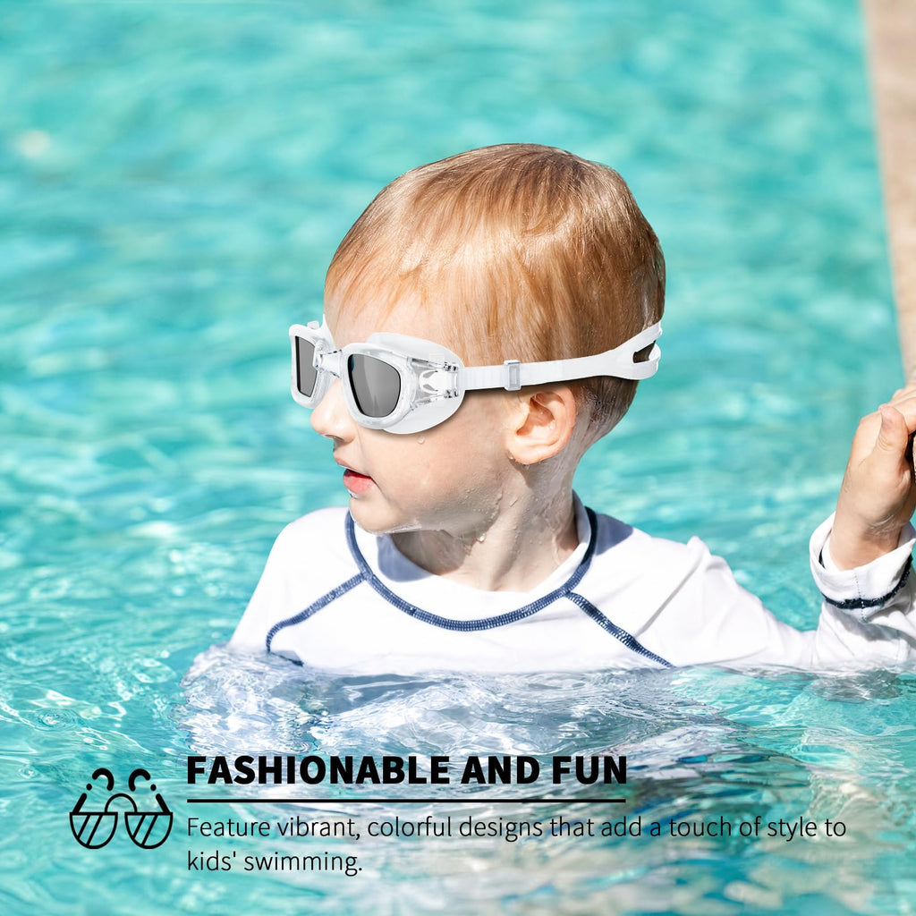 BEEWAY Kids Swimming Goggles for Boys Girls Age 6-14 Anti Fog & Leak Proof
