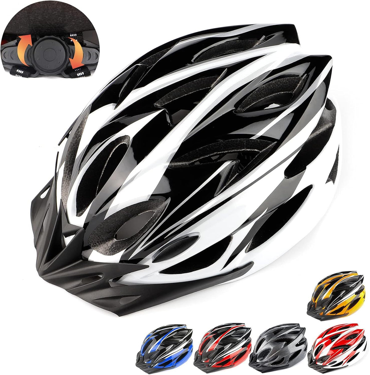 Cycle Helmet, Lightweight Bicycle Helmet, Adjustable Mountain & Road Bike Helmets for Adults, 18 Vents with Adjustable Strap & Detachable Visor for Mens Womens(Head Sizes58-62cm)