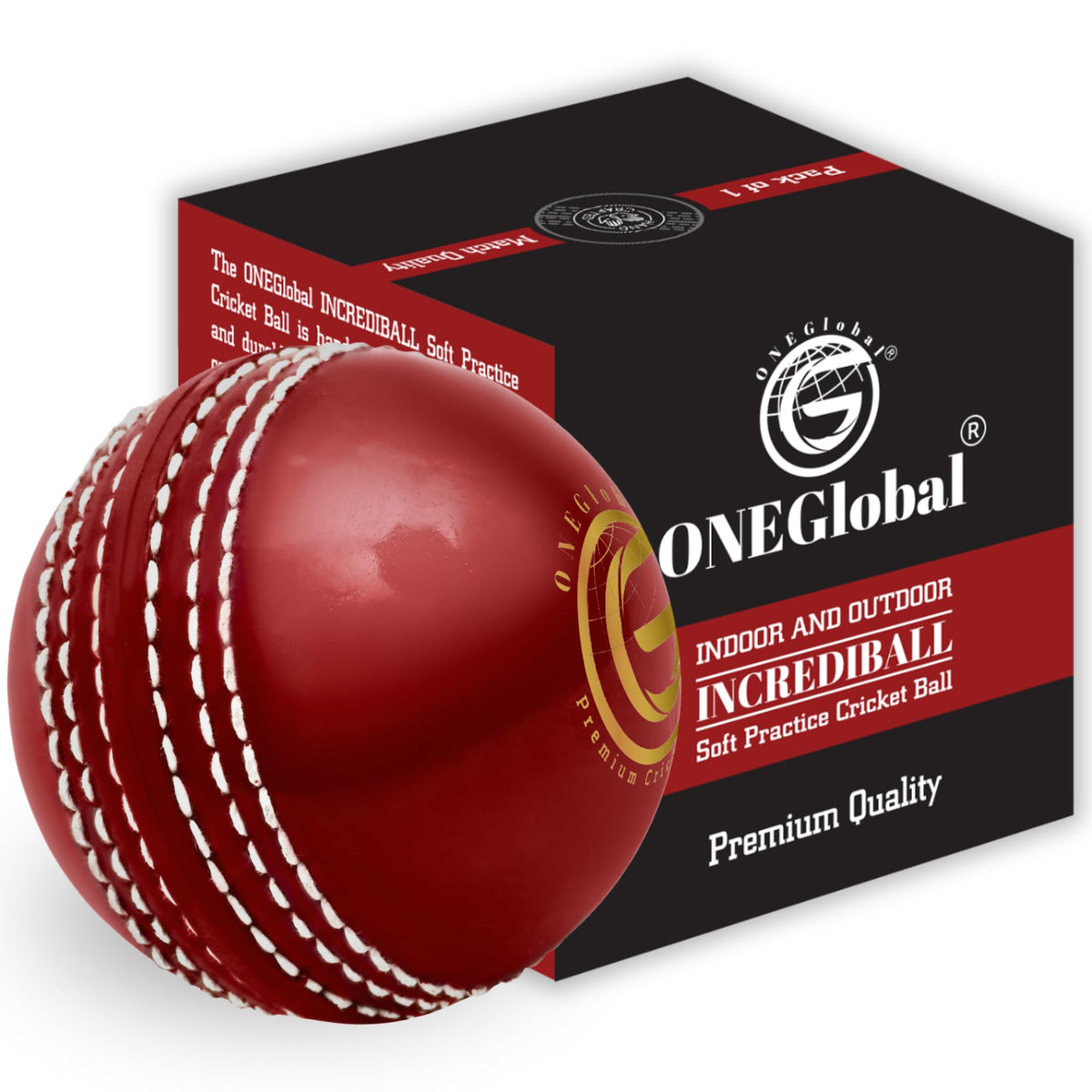 Incrediball Soft Practice Cricket Ball | Outdoor & Indoor Rubber Cricket Ball With Core & Stitched Seam | For Practice, Training & Family Fun | Senior & Junior Size