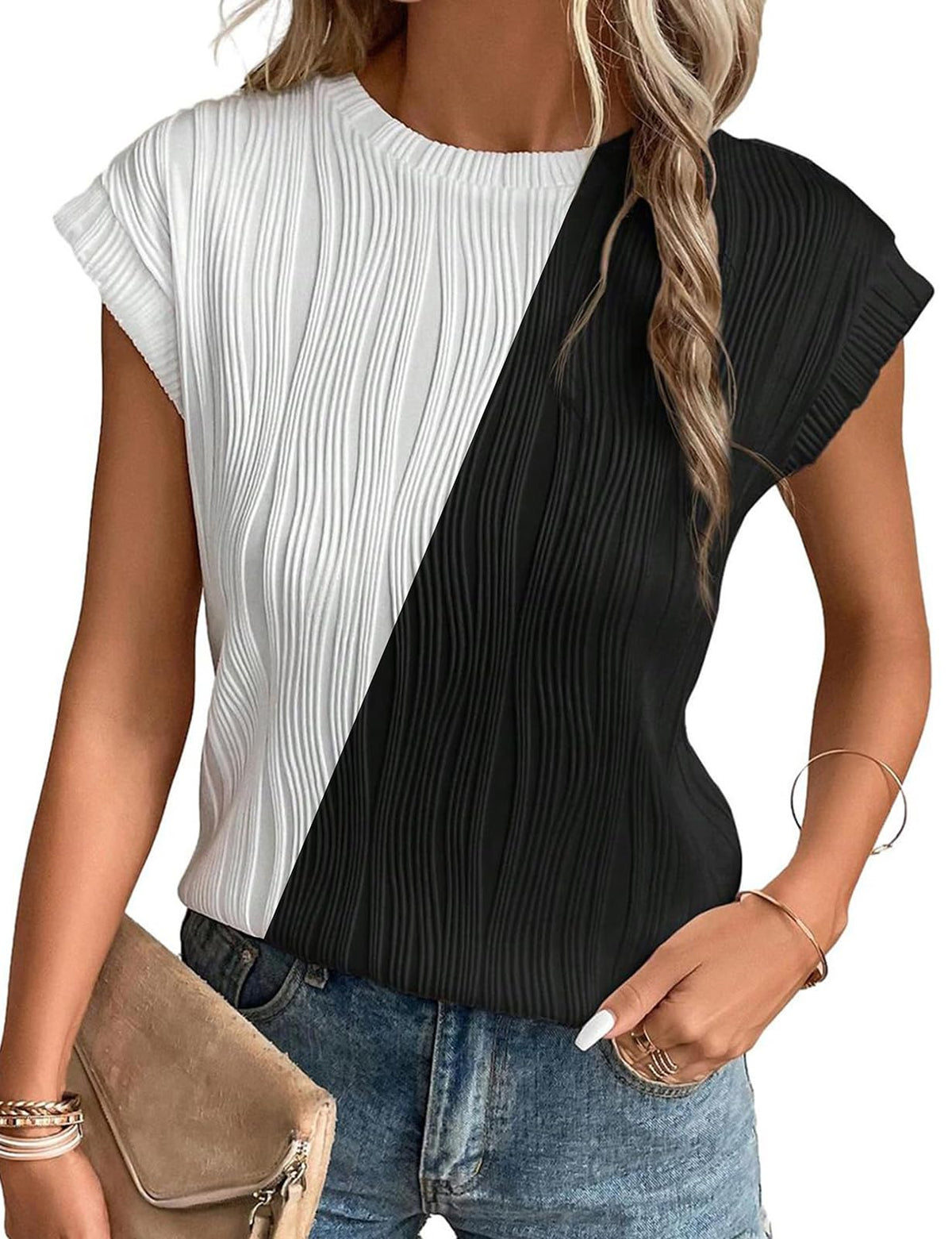 Gemulate Short Sleeve Tops Casual T Shirts Round Neck Blouse