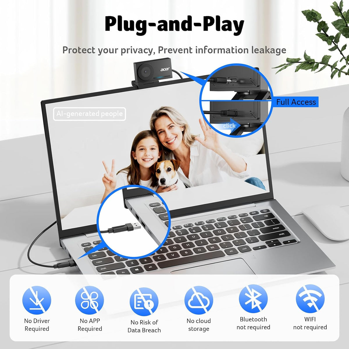Acer 4K Webcam for PC/Mac with All-Metal Unibody Sculpted, Sony 1/2" Sensor, PDAF, 2 Noise Reduction Mics, Privacy Cover for Switch 2/Zoom/Teams/Facetime/YouTube/Google Meet