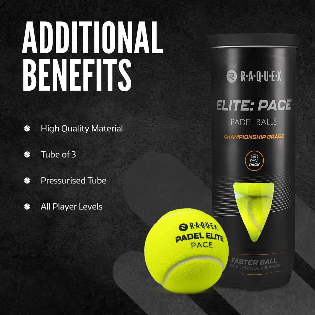 Raquex Elite Padel Balls - Standard or Pace - FIP Approved, 3 to 120 Balls
