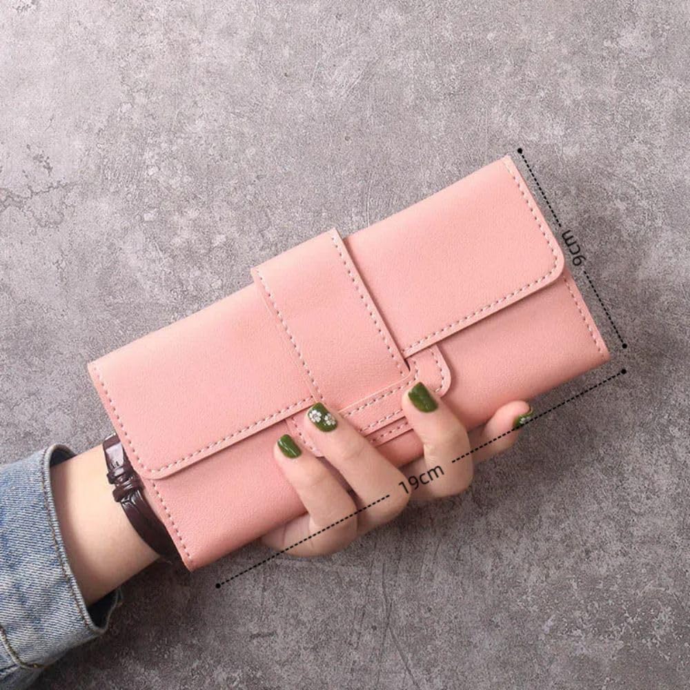 Coin Purse Large Capacity PU Long Wallet Luxury Solid Color Money Bag Women (Green)