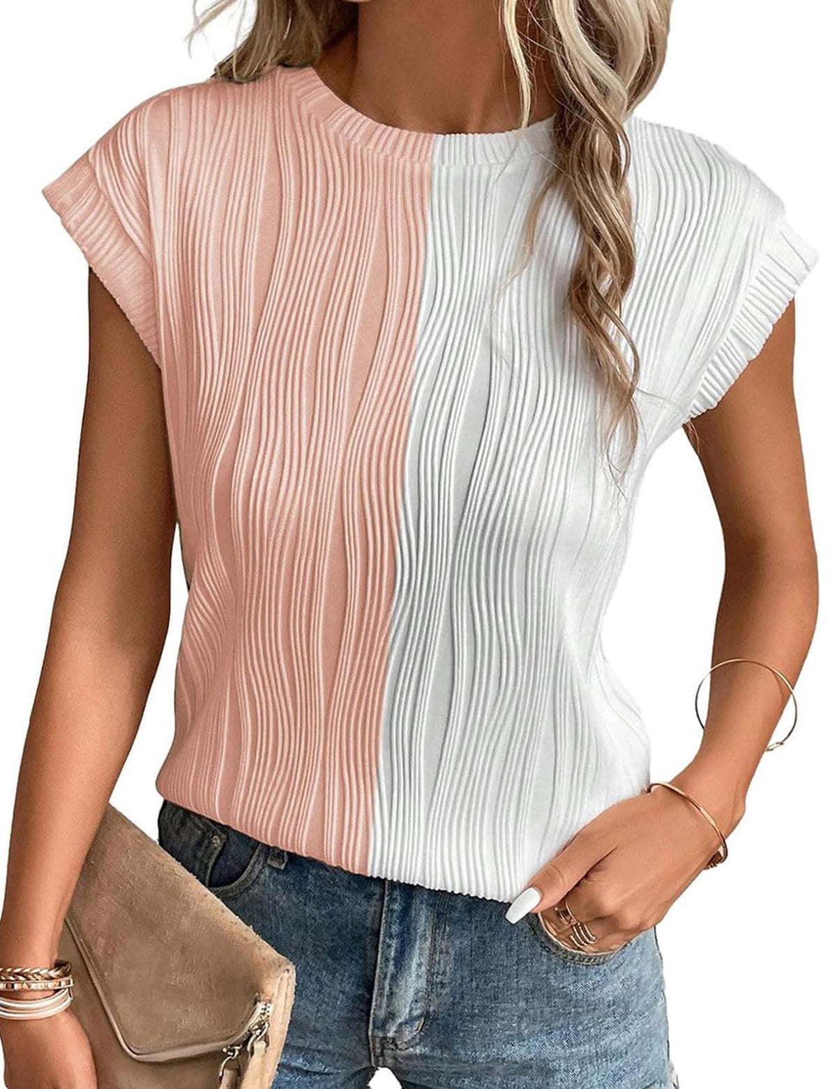 Gemulate Short Sleeve Tops Casual T Shirts Round Neck Blouse