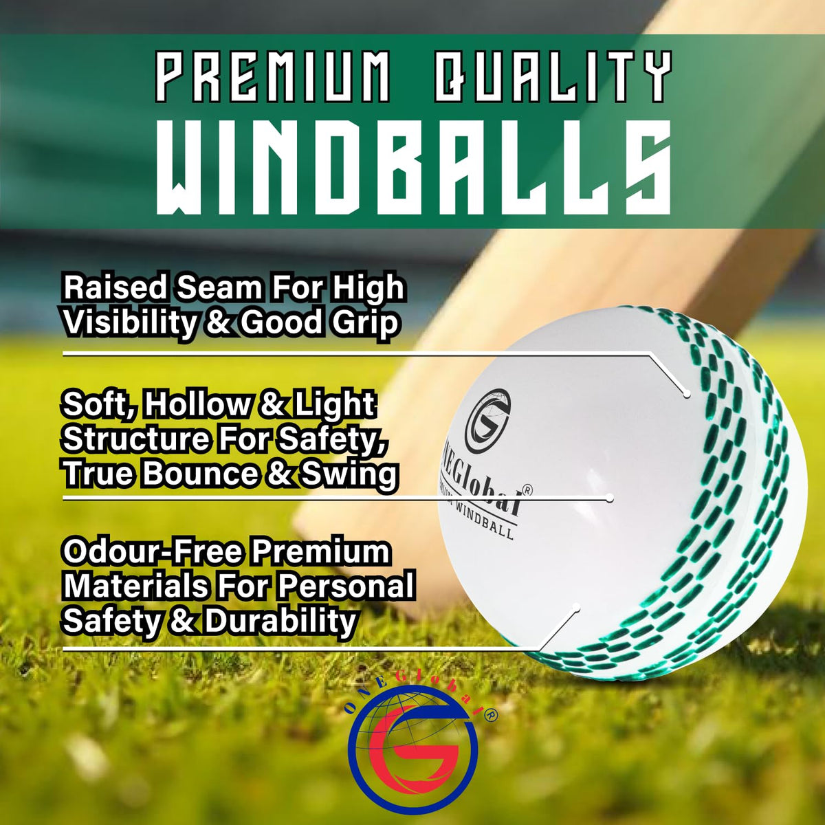 Premium Windball Soft Cricket Ball with Colour Seam | Wind Ball for Outdoor & Indoor Practice, Coaching, Garden & Beach Games
