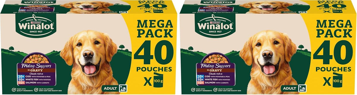 WINALOT Sunday Dinner Mixed in Gravy Wet Dog Food Pouches 40x100g