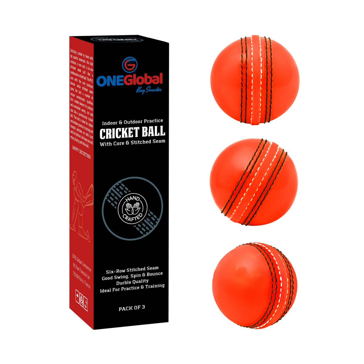 Incrediball Soft Practice Cricket Ball | Outdoor & Indoor Rubber Cricket Ball With Core & Stitched Seam | For Practice, Training & Family Fun | Senior & Junior Size