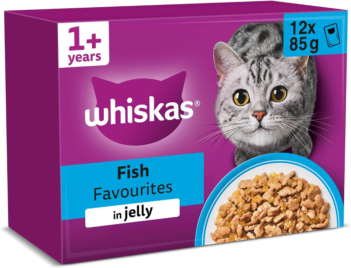 WHISKAS Adult Wet Cat Food in Jelly 40x85g Fish Favourites