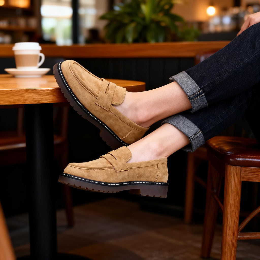 Womens Loafers Shoes Platform Chunky Penny Loafer Lug Sole Comfortable Slip On Work Office Business Casual Dressy Fashion Driving Moccasins Women Shoes