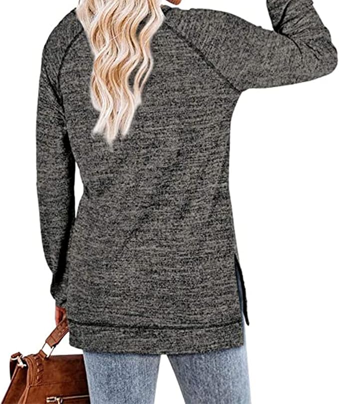 Women's Long Sleeve Top Crew Neck Sports Casual Blouse with Cross Detail