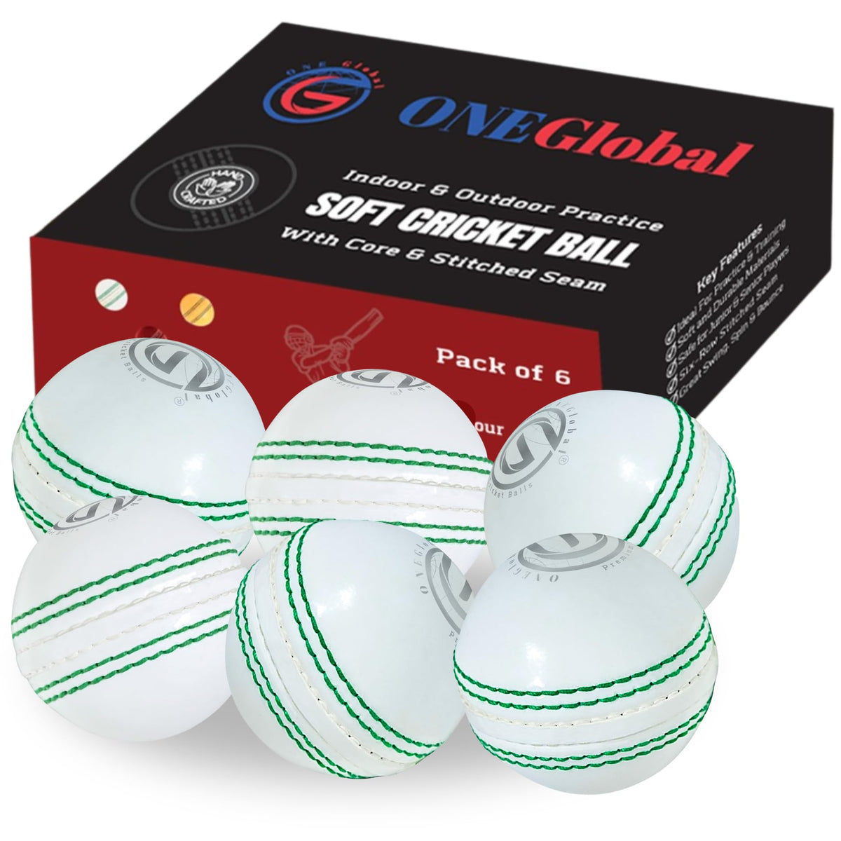 Incrediball Soft Practice Cricket Ball | Outdoor & Indoor Rubber Cricket Ball With Core & Stitched Seam | For Practice, Training & Family Fun | Senior & Junior Size