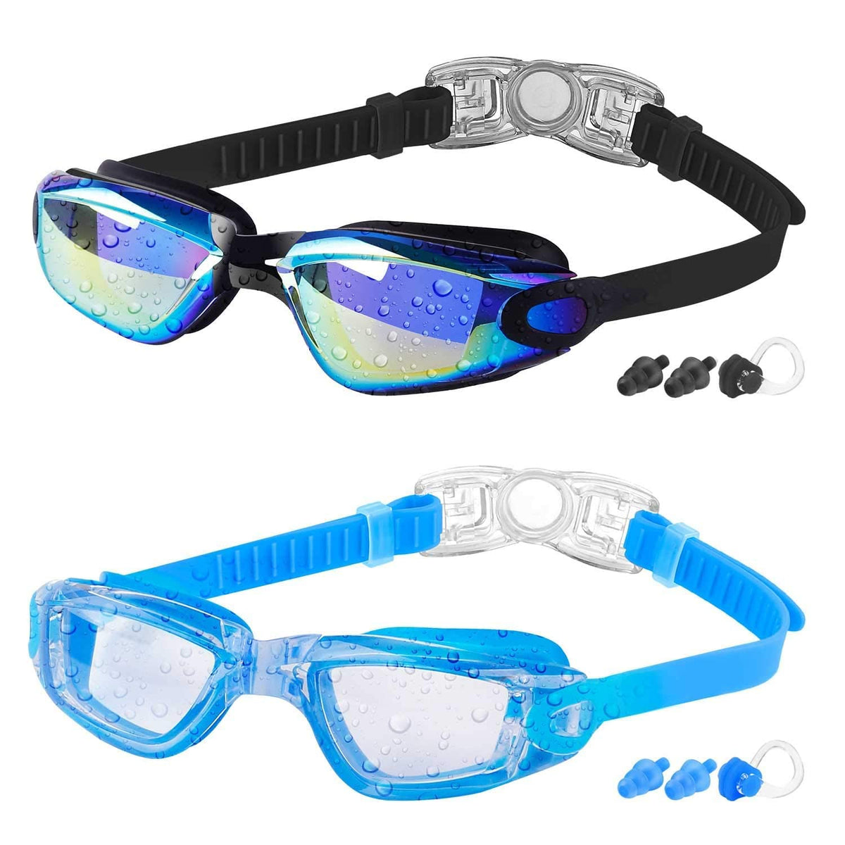 COOLOO Kids Swimming Goggles for Age 3-16, 2 Packs Anti-Fog Swim Goggles