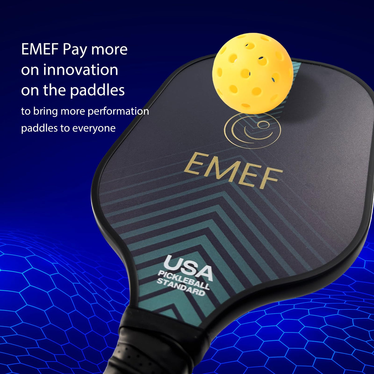 EMEF Pickleball Paddle Racket– Carbon Fibre Face, 16mm Honeycomb Core, USAP Standard – Choose: Paddle or Set with Bag & Balls – Beginner to Intermediate