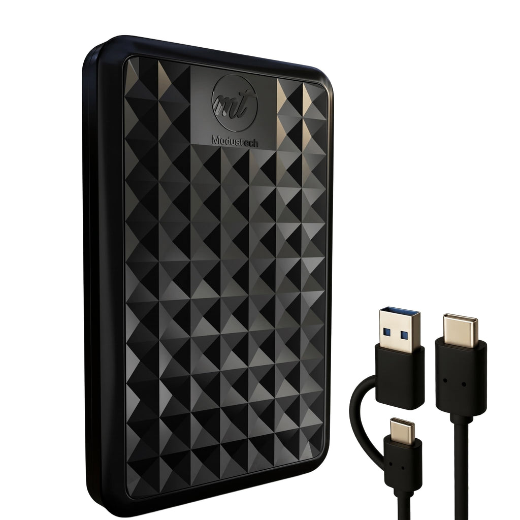 ModusTech Facet 1TB External Hard Drive Portable USB-C/USB 3.1 — Ultraslim HDD for Backup, Gaming, PC, Mac, Laptop, PS4, Xbox, Smart TV (Black)