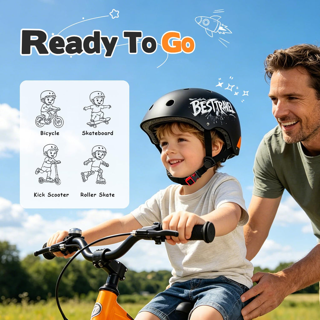 Besttravel Kids Helmet, Toddler Helmet Adjustable Toddler Bike Helmet Ages 3-8 Years Old Boys Girls Multi-Sports Safety