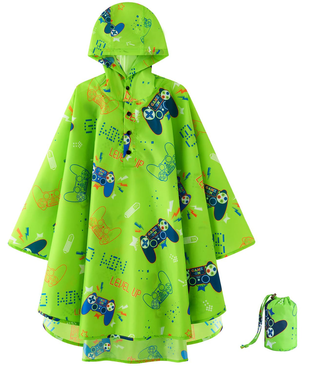 WAWSAM Kids Rain Poncho Waterproof Boys Girls Portable Raincoat Rain Jacket Lightweight Rainwear