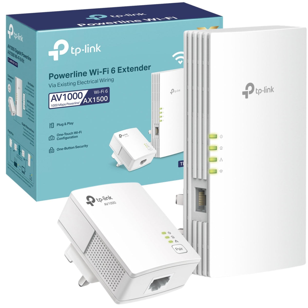 TP-Link TL-PA7017P KIT 1-Port Gigabit Passthrough Powerline Starter Kit, Data transfer speed Up To 1000 Mbps, Ideal for HD/3D/4K video streaming UK Plug (Renewed)