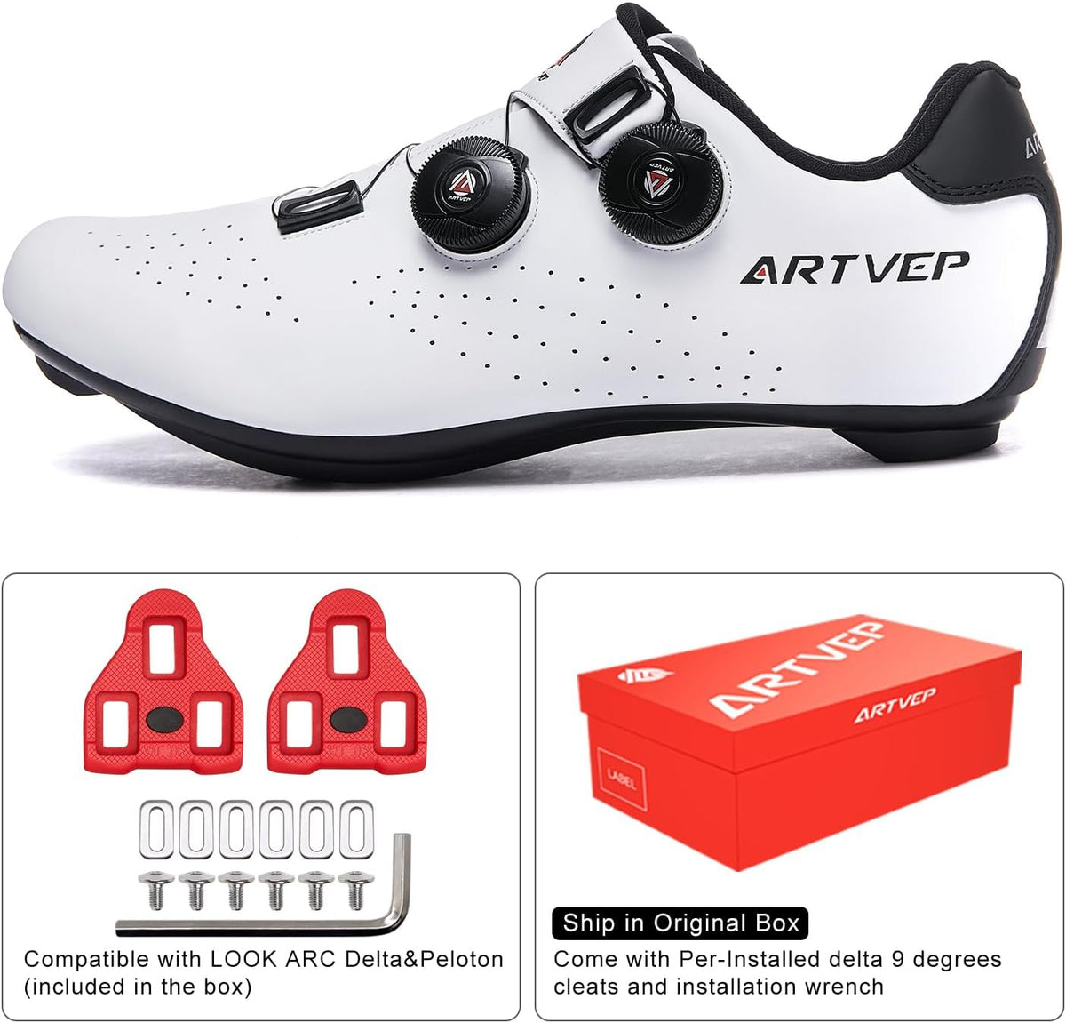 Mens Cycling Shoes Women Road Bikes MTB Shoes Compatible with Look SPD SPD-SL Delta Cleats Compatible with Peloton Shoes Indoor/Outdoor