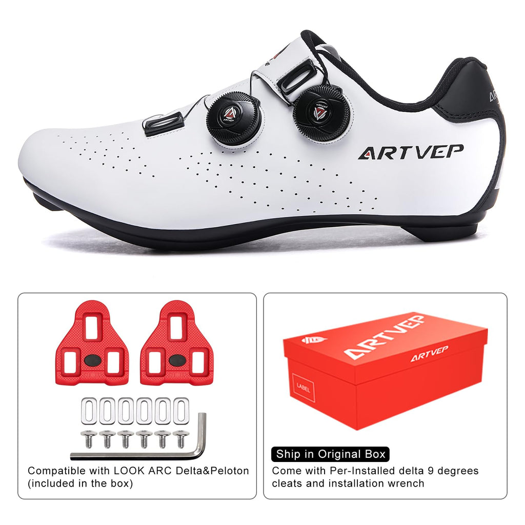 Mens Cycling Shoes Women Road Bikes MTB Shoes Compatible with Look SPD SPD-SL Delta Cleats Compatible with Peloton Shoes Indoor/Outdoor