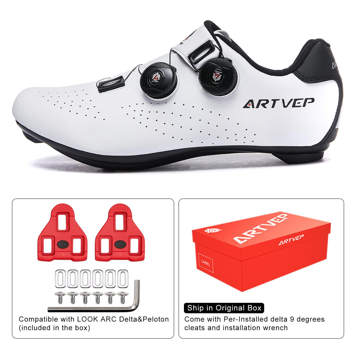 Mens Cycling Shoes Women Road Bikes MTB Shoes Compatible with Look SPD SPD-SL Delta Cleats Compatible with Peloton Shoes Indoor/Outdoor