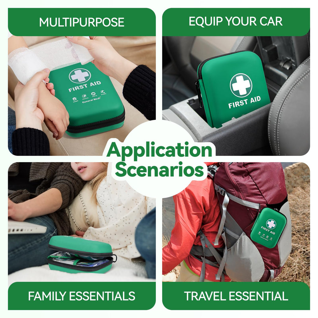 First Aid Kit - 170 Pieces Hard Case and Lightweight - Includes Instant Cold Pack,Emergency Blanket for Travel, Home, Office, Vehicle