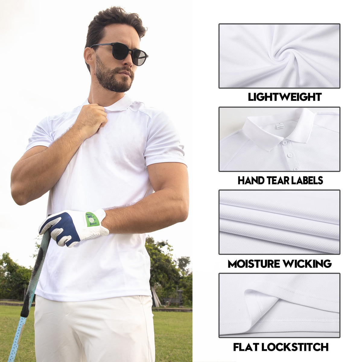 ZENGVEE 1/3/5 Pack Men's Polo Shirts Short Sleeve Quick Dry Breathable Top