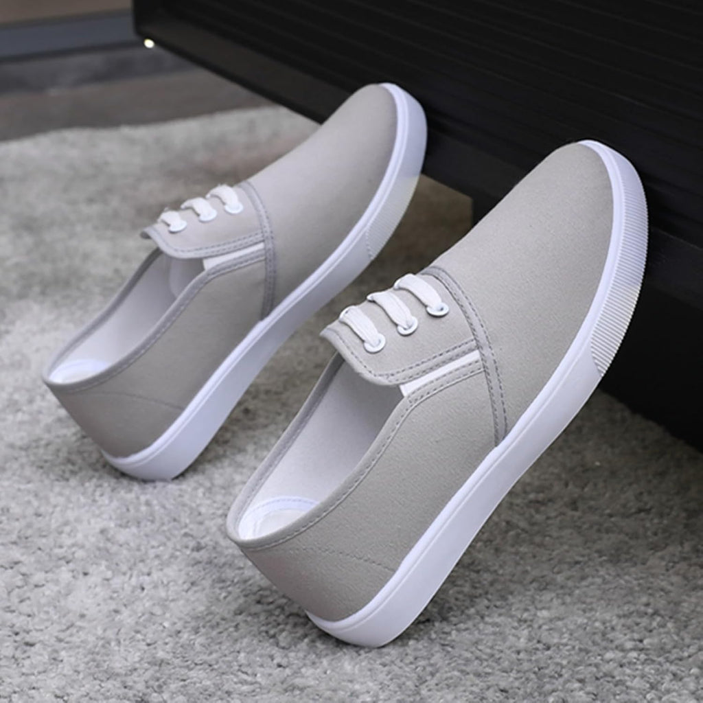 Canvas Tennis Shoes for Women Low Top Casual White Black Sneakers for Women Slip on Fashion Comfortable Walking Shoes