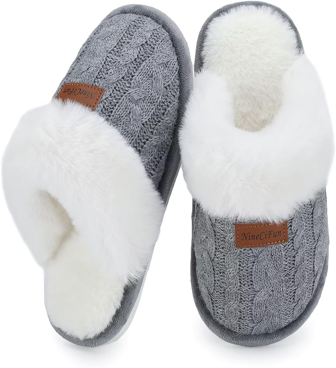 Women's Fuzzy Memory Foam Cozy House Slippers with Soft Faux Fur Lining