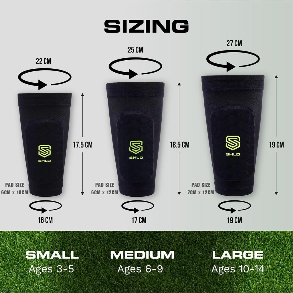 Kids Shin Pad Sleeves Ages 3-14, Ultra Light Protective Football Built-in Shin Guard Sleeves for Children Boys & Girls