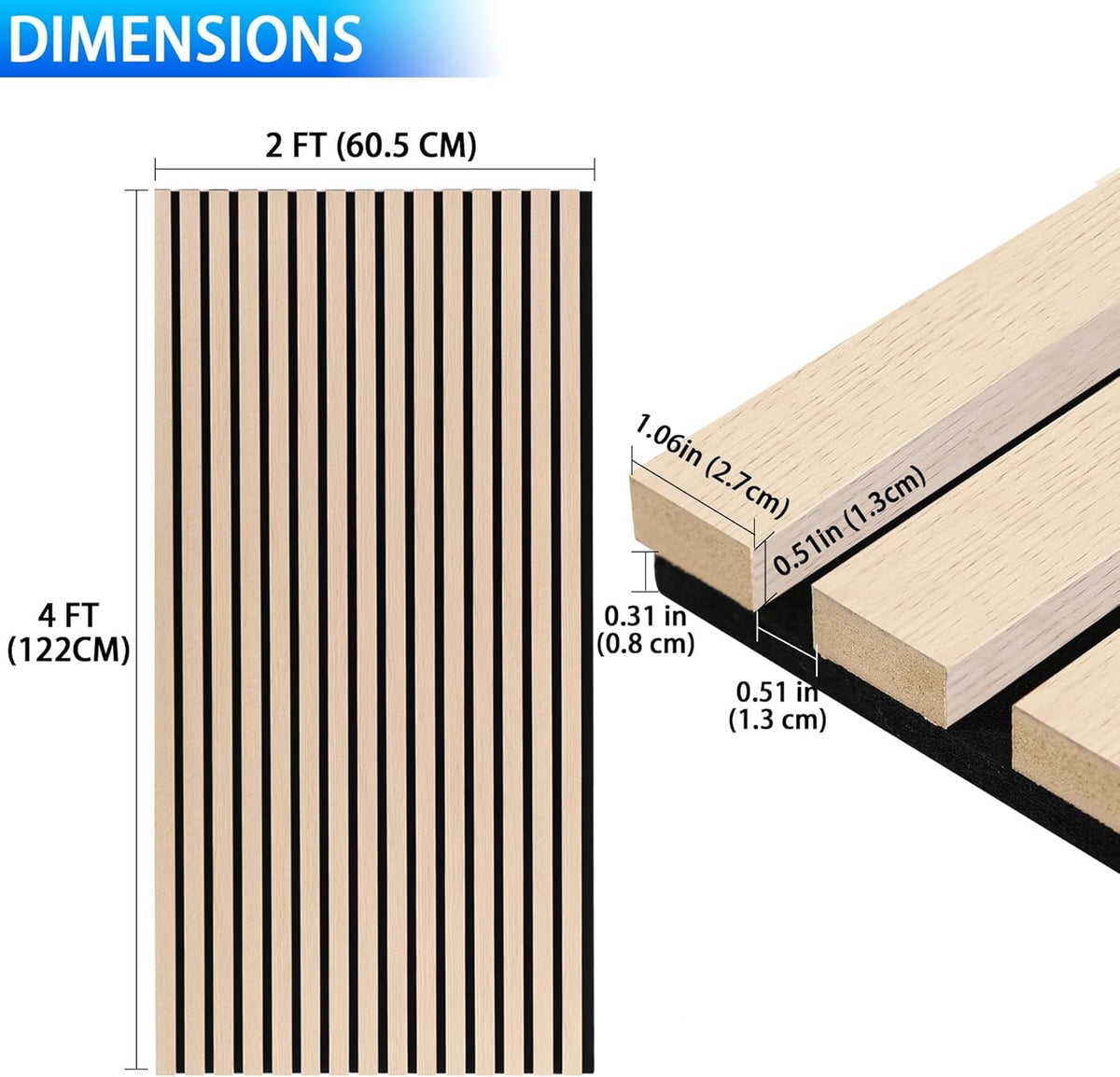 Acoustic Wall Panels 3D Slat Wood 2 Pack 122 x 60cm Natural Oak Sound Absorbing
