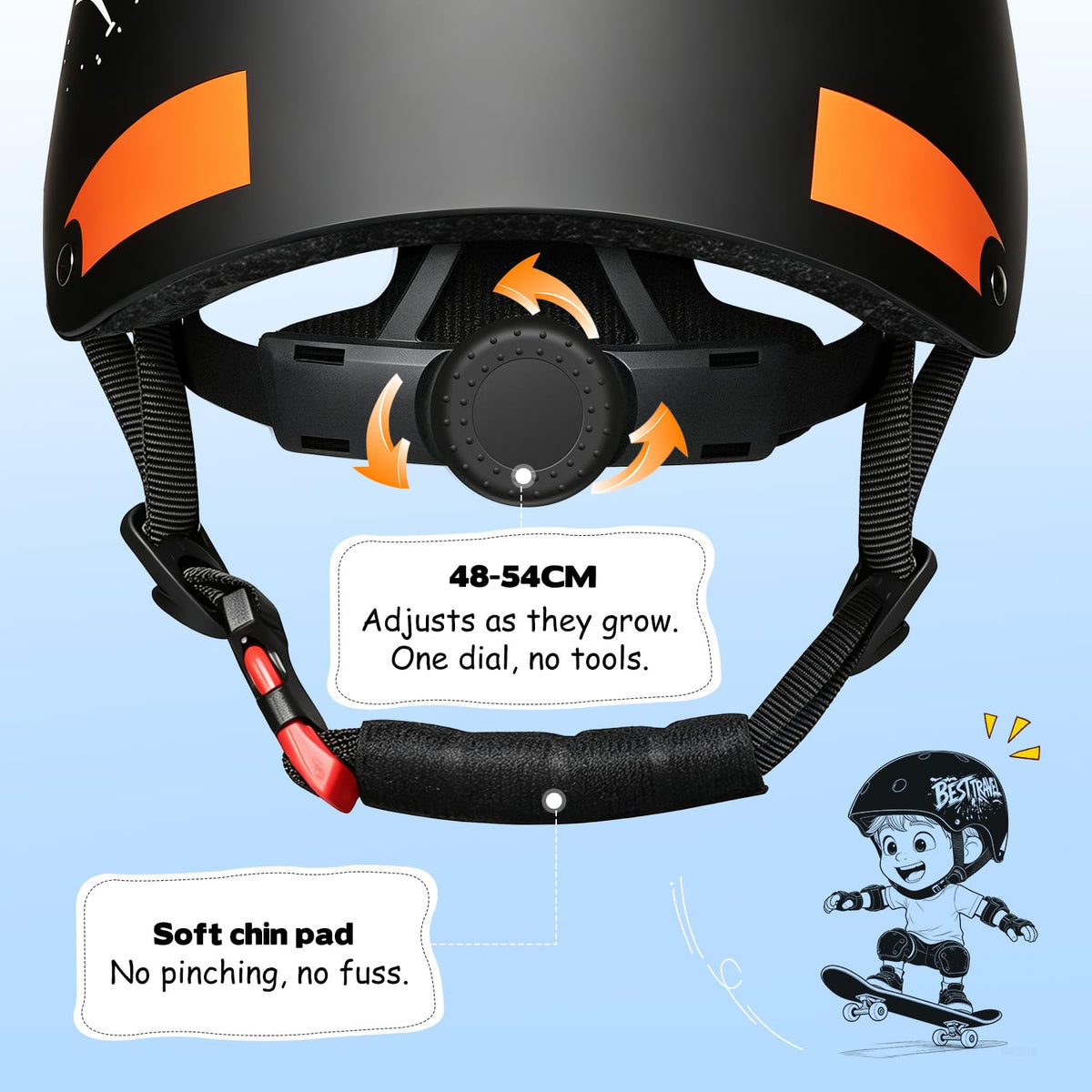 Besttravel Kids Helmet, Toddler Helmet Adjustable Toddler Bike Helmet Ages 3-8 Years Old Boys Girls Multi-Sports Safety