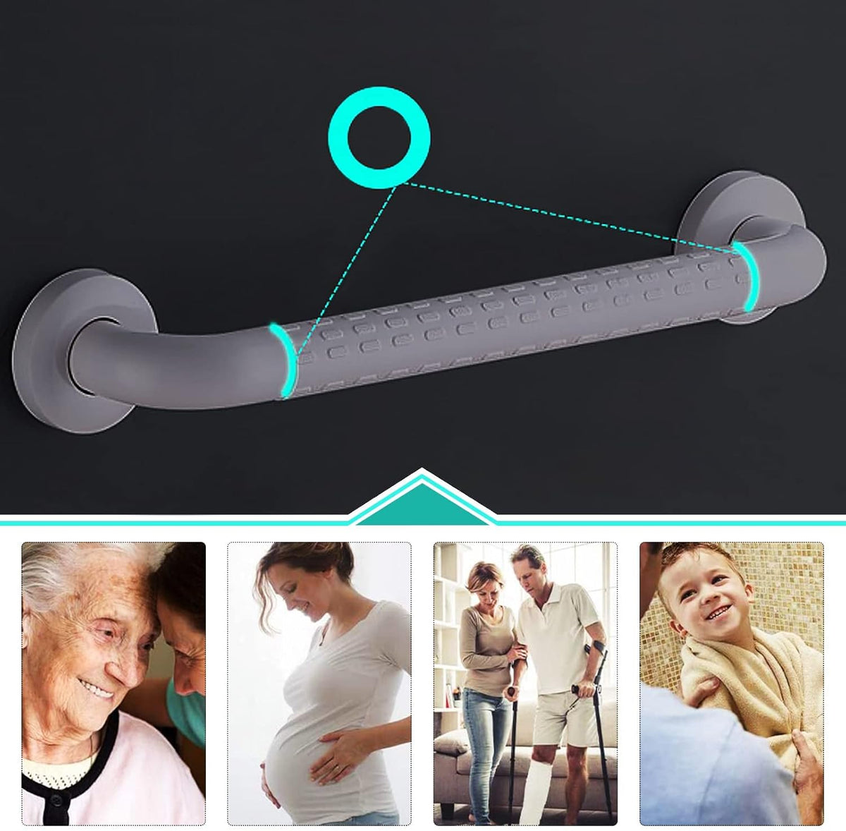 Bathroom Grab Rail Non Slip Safety Handle Bath Shower Support Bar