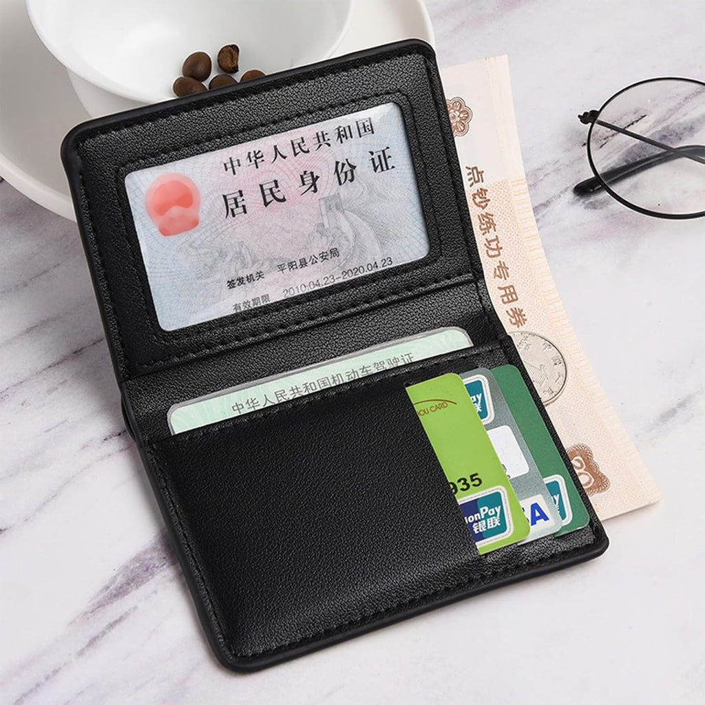 Super Slim Soft Wallet PU Leather Mini Credit Card Wallet Purse Card Holder, Black, 8.5 x 11 cm (3.3 x 4.3 in)