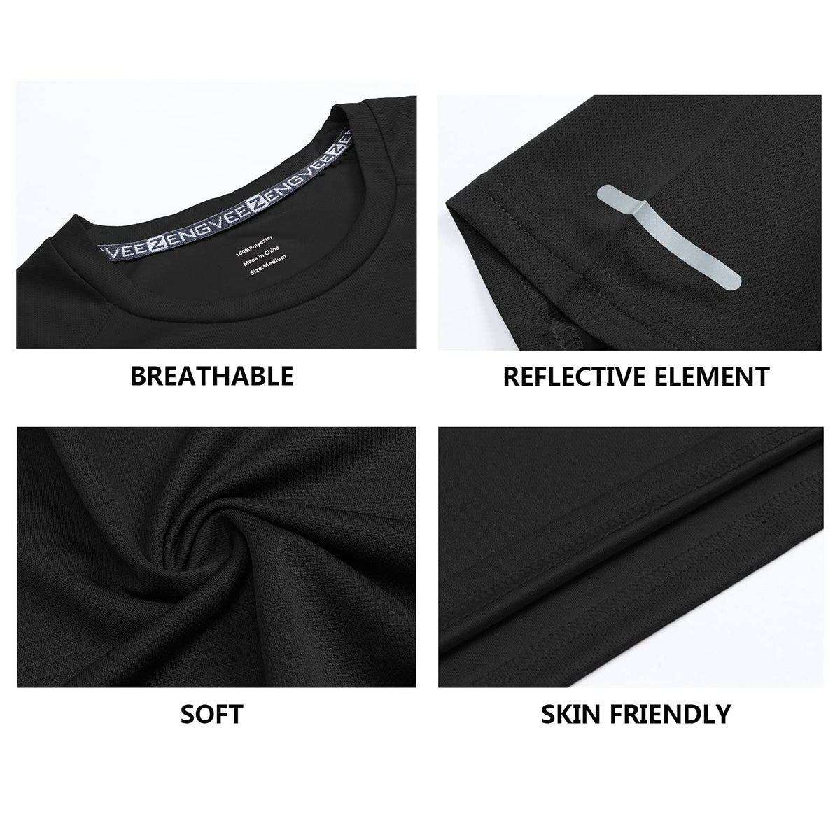 Gaiatiger 1/3 Pack Mens T-Shirts Quick Dry Short Sleeve Tops Running Shirts