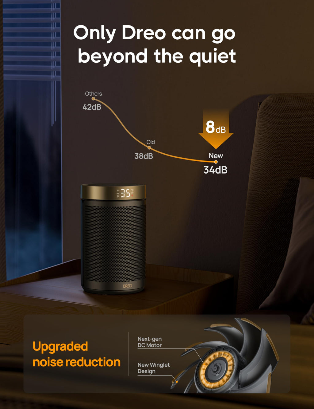 Dreo Electric Heater, 1500W Energy Efficient Space Silent Room Heater, Portable Ceramic Fan Heaters, Thermostat 3 Modes 12H Timer, Overheat & Tip Over Protection, for Bedroom, Atom 316, Silver