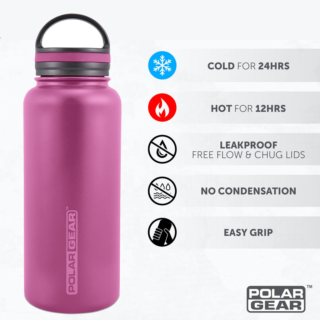 Polar Gear Insulated Water Bottle with Flip Straw - 800ml Wine