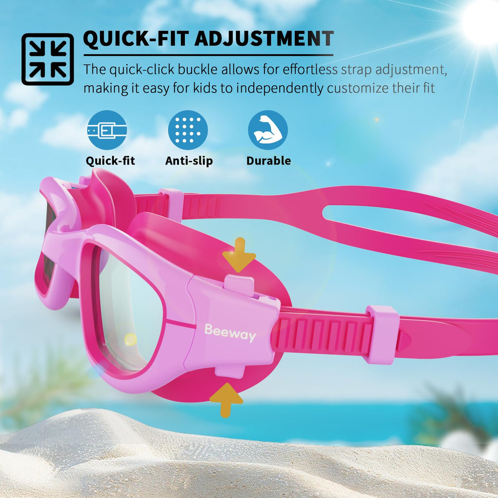 BEEWAY Kids Swimming Goggles for Boys Girls Age 6-14 Anti Fog & Leak Proof