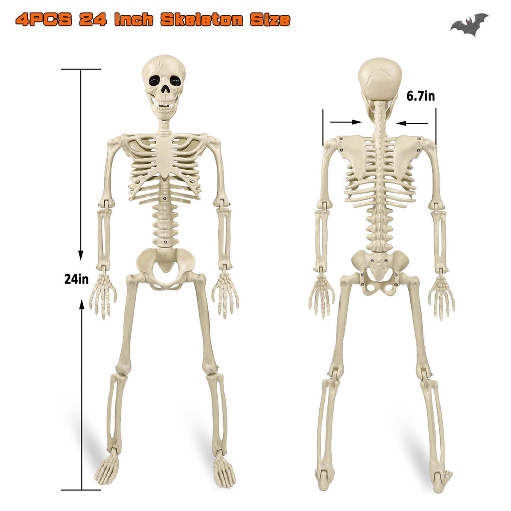 2 Pack 36"Halloween Skeleton - 3 ft Life Size Human Skeleton with Full Body Posable Joints Plastic Skeleton for Halloween Skeletons Decor Yard Patio Lawn Garden Skeleton Props Spooky Party Decoration