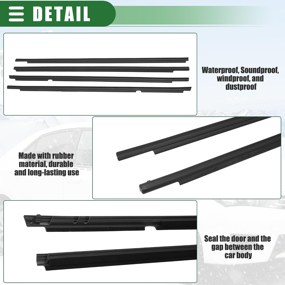 Window Weatherstrip Toyota Corolla Replacement 7572002210 7572002260 Motoforti
