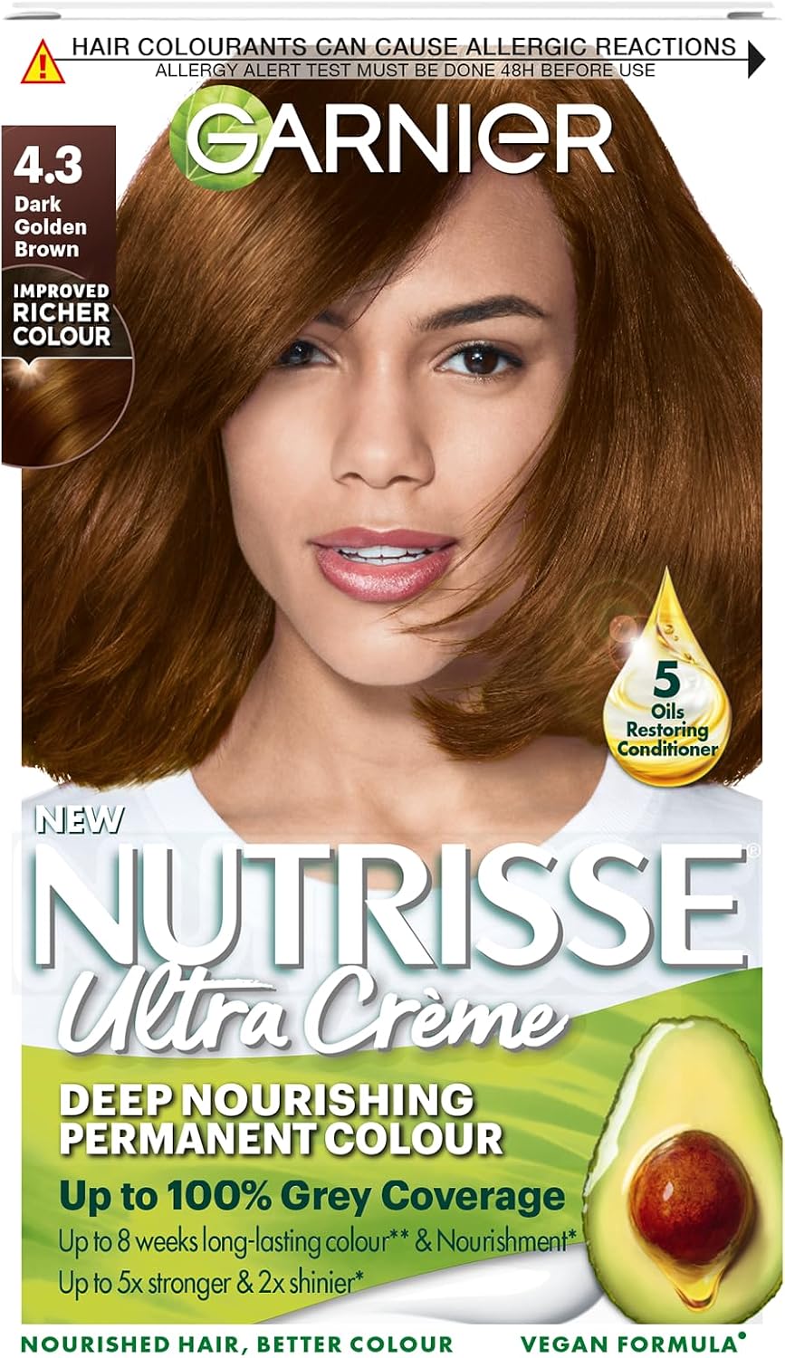Garnier Nutrisse Ultra Color Permanent Hair Dye, 4.15 Iced Coffee Brown