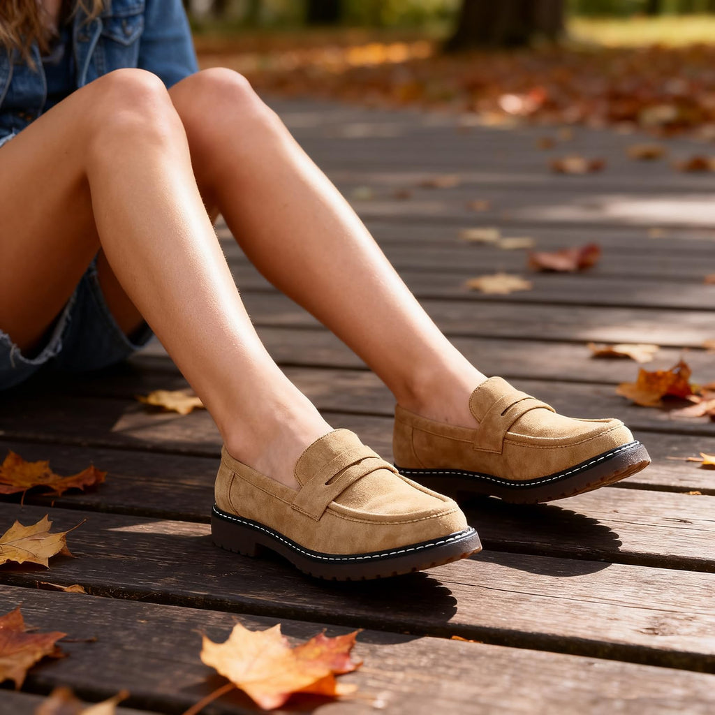 Womens Loafers Shoes Platform Chunky Penny Loafer Lug Sole Comfortable Slip On Work Office Business Casual Dressy Fashion Driving Moccasins Women Shoes