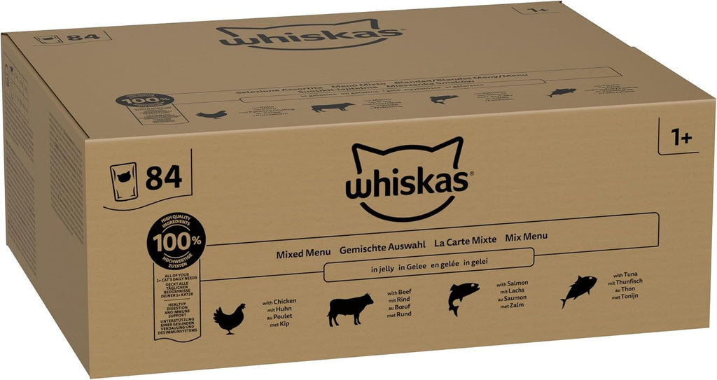 WHISKAS Adult Wet Cat Food in Jelly 40x85g Fish Favourites