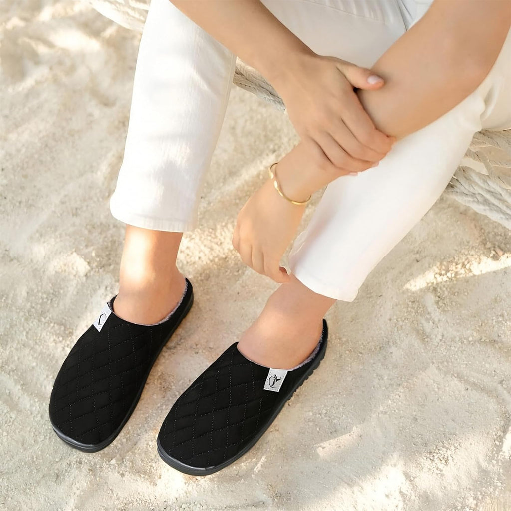 Mens Memory Foam Slippers Knitted Lining Non-Slip Indoor Outdoor Slippers