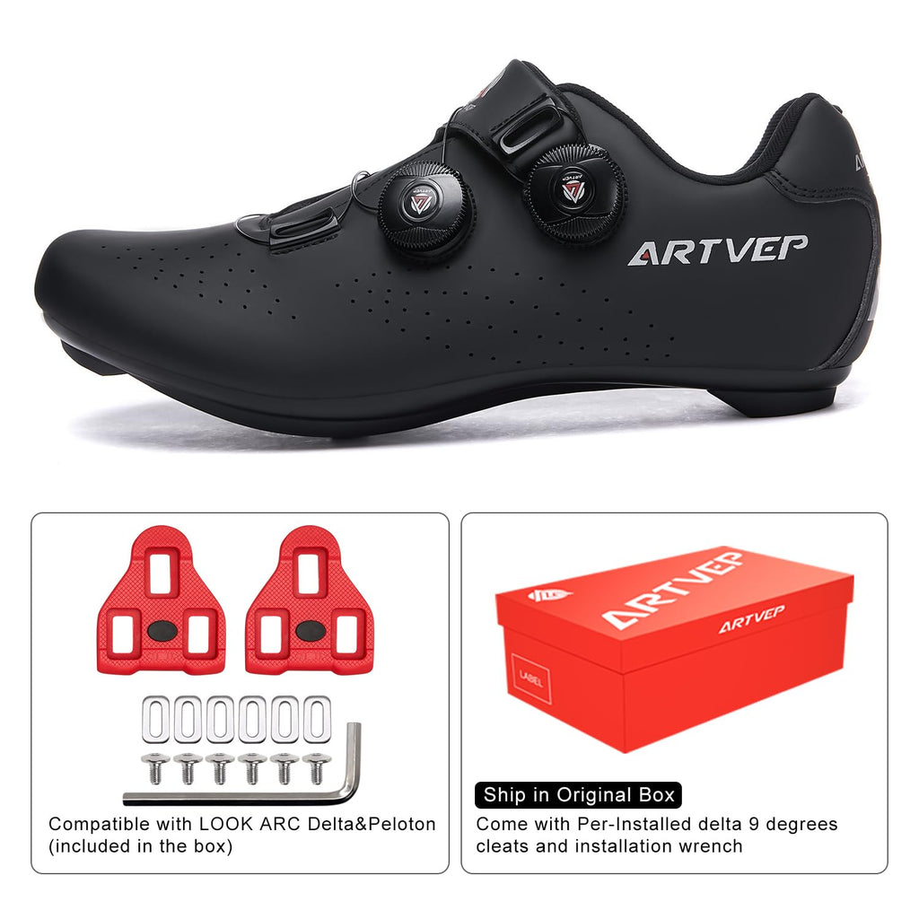 Mens Cycling Shoes Women Road Bikes MTB Shoes Compatible with Look SPD SPD-SL Delta Cleats Compatible with Peloton Shoes Indoor/Outdoor