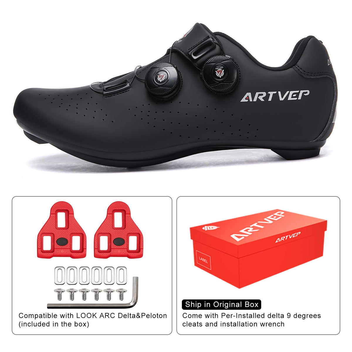 Mens Cycling Shoes Women Road Bikes MTB Shoes Compatible with Look SPD SPD-SL Delta Cleats Compatible with Peloton Shoes Indoor/Outdoor