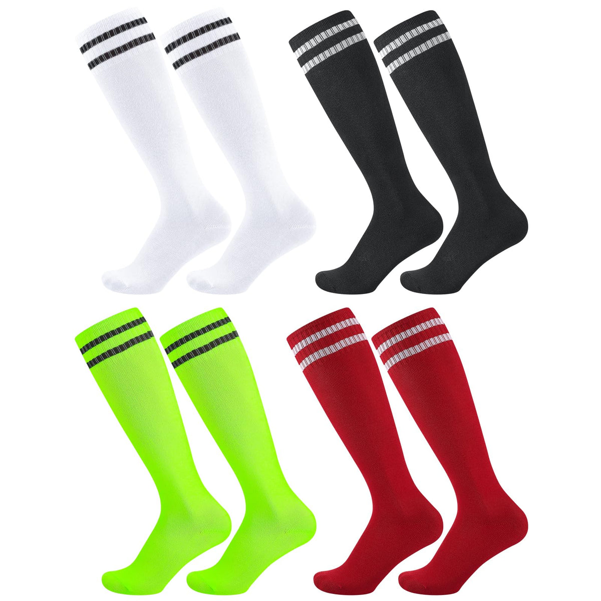 Zuimei 4 Pairs Football Socks Kids Football Socks for Boys Girls Childrens