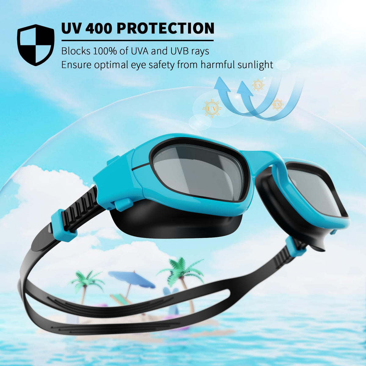 BEEWAY Kids Swimming Goggles for Boys Girls Age 6-14 Anti Fog & Leak Proof